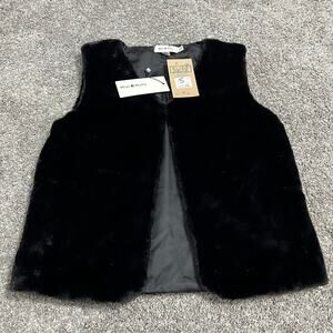 Mini Molly Girls Black Fur Vest size 10/12 NWT